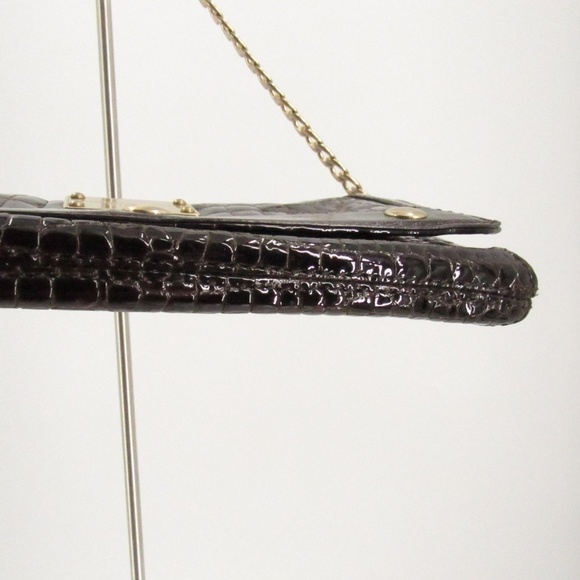 Michael Kors Crocodile Pattern Brown/Gold Patent Leather Baguette Bag - Picture 6 of 15